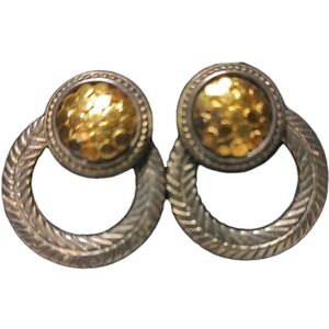 Vintage Premier Designs Pierced Earrings Gold Silver Tone One Inch Wear Two Ways